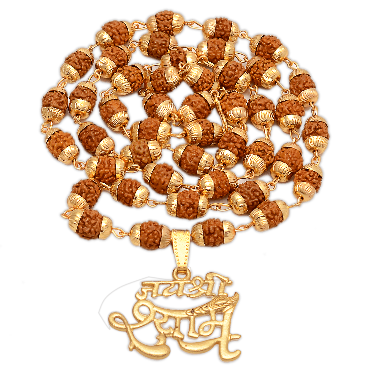 Jai Shree Shyam Pendant with 5 Face Rudraksha Mala - Aemorio