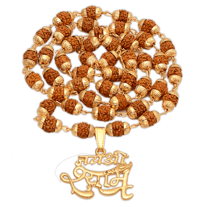 Jai Shree Shyam Pendant with 5 Face Rudraksha Mala - Aemorio