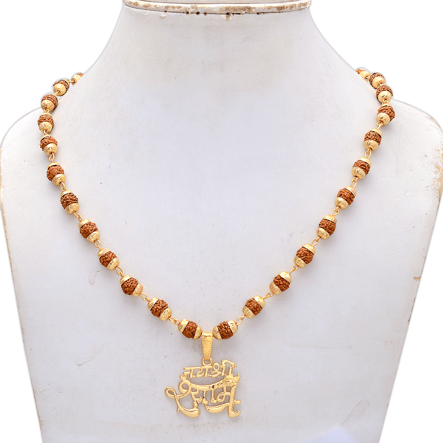 Jai Shree Shyam Pendant with 5 Face Rudraksha Mala - Aemorio