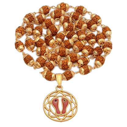 Buy 5 Face Rudraksha Mala With Charan Paduka Locket – Spiritual Healing - Aemorio