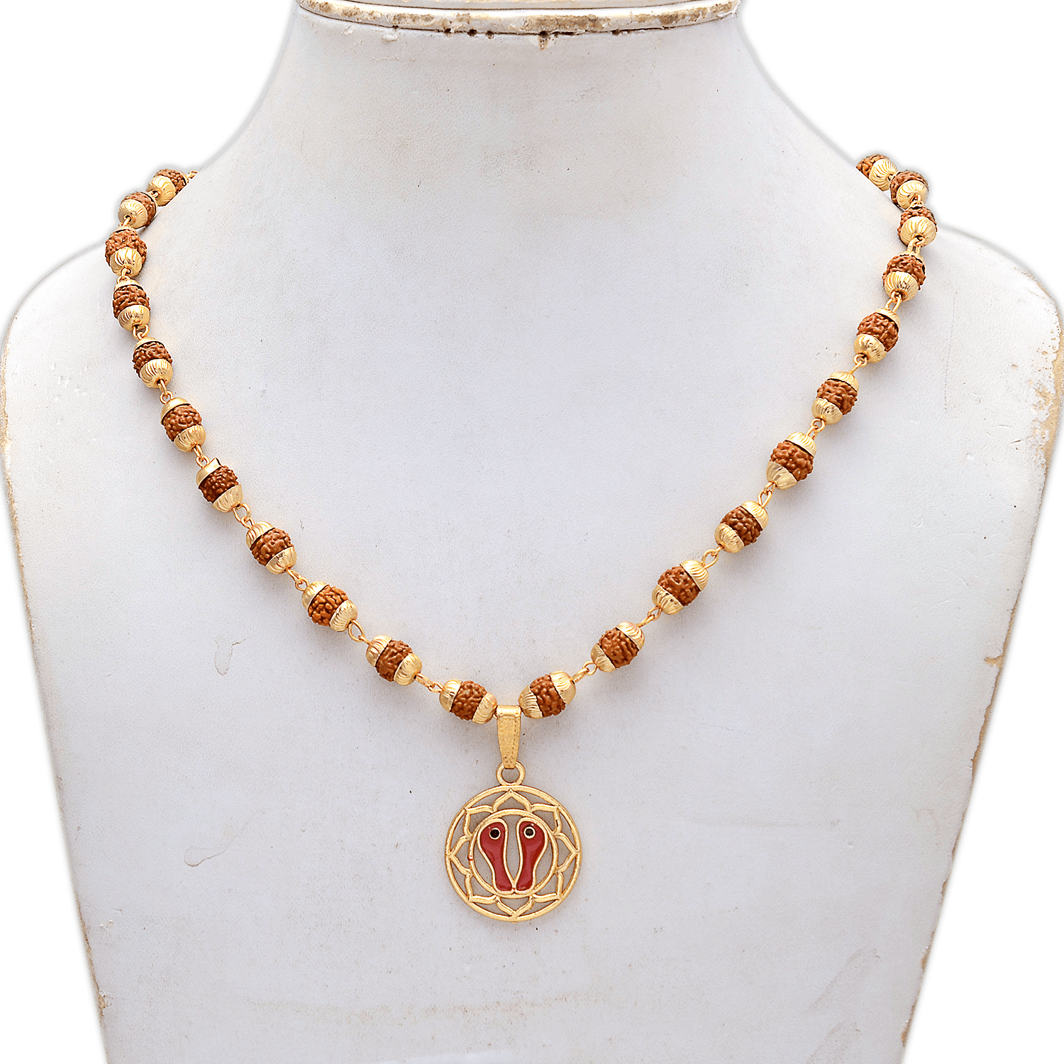 Buy 5 Face Rudraksha Mala With Charan Paduka Locket – Spiritual Healing - Aemorio