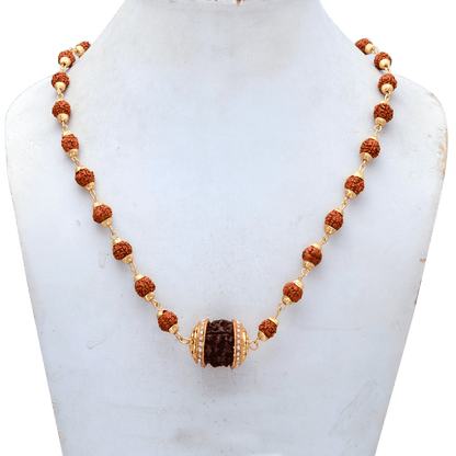 Shiv Panchmukhi Rudraksha Mala with Gold Locket - Aemorio