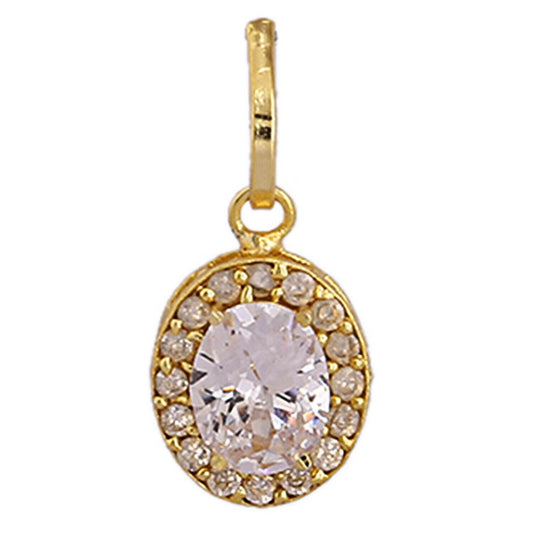 Gold-Plated American Diamond & Zircon Pendant - Elegant & Healing - Aemorio