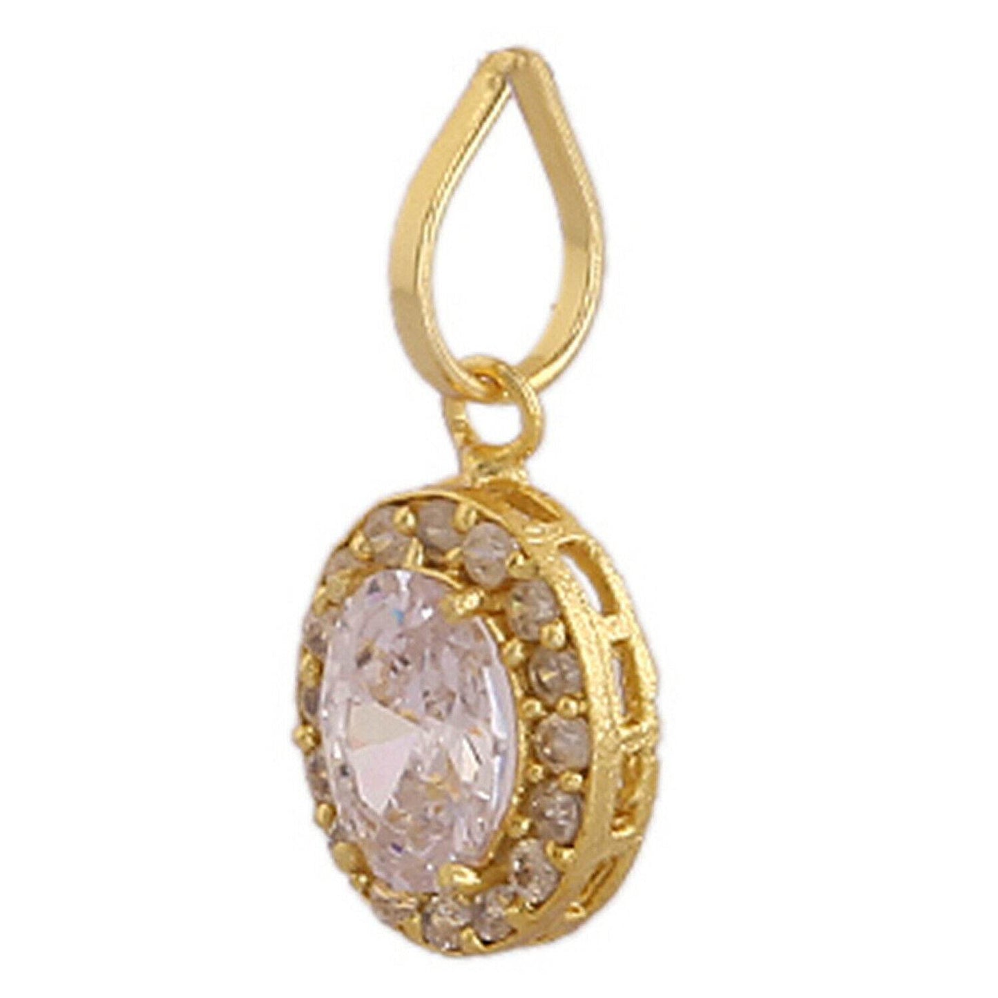 Gold-Plated American Diamond & Zircon Pendant - Elegant & Healing - Aemorio