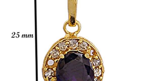 Gold-Plated Blue Sapphire Pendant with American Diamonds - Aemorio