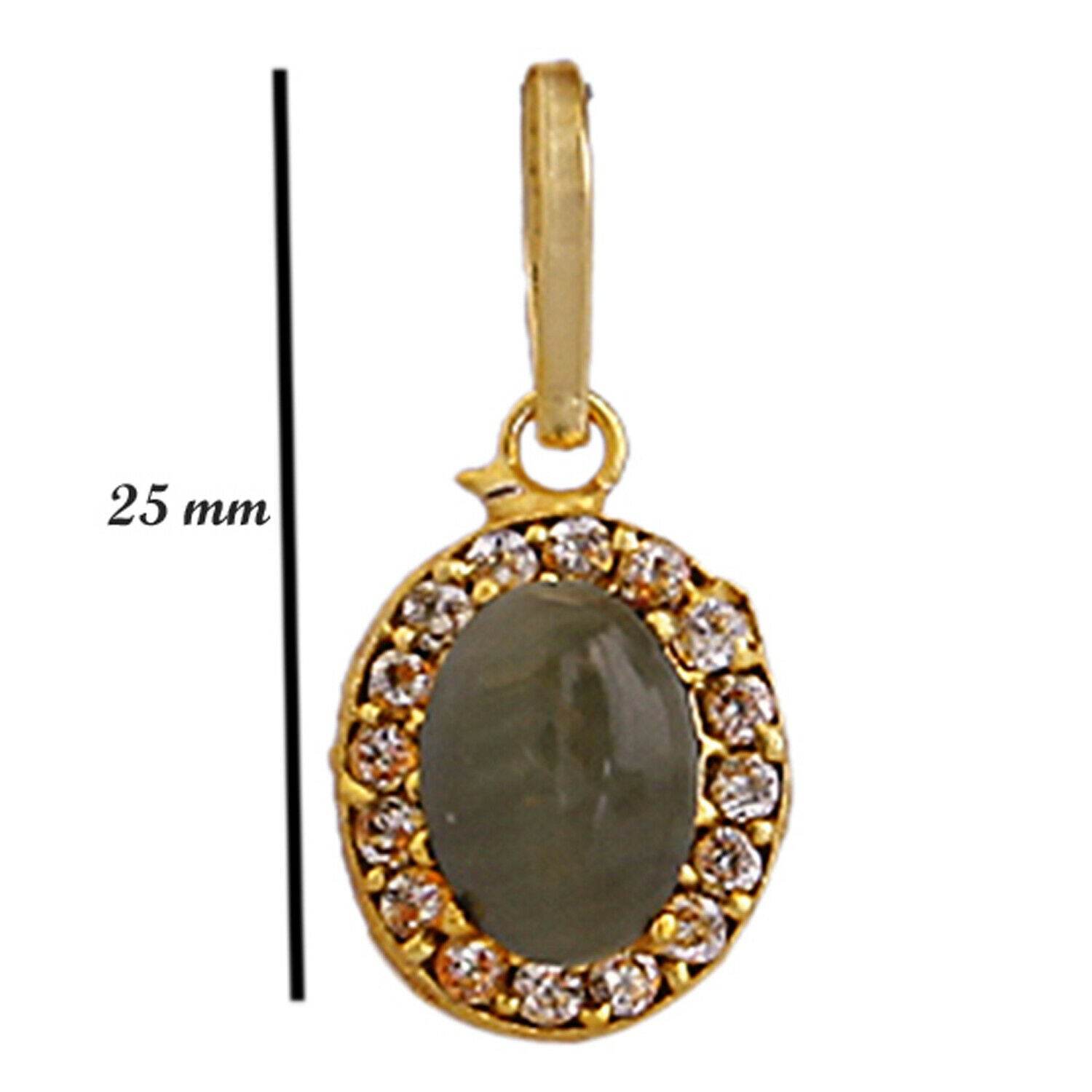 Gold-Plated Oval Cat's Eye Pendant with Synthetic Stone - Aemorio