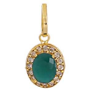 Elegant Gold-Plated Emerald Pendant - Pure Brass, Synthetic Stones - Aemorio