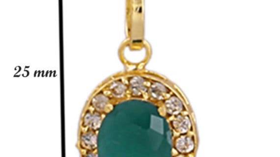 Elegant Gold-Plated Emerald Pendant - Pure Brass, Synthetic Stones - Aemorio