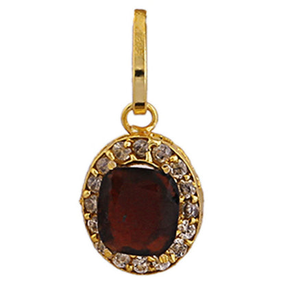 Hessonite (Gomed) Fashion Pendant - Gold Plated Brass - Aemorio