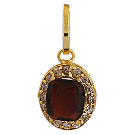 Hessonite (Gomed) Fashion Pendant - Gold Plated Brass - Aemorio