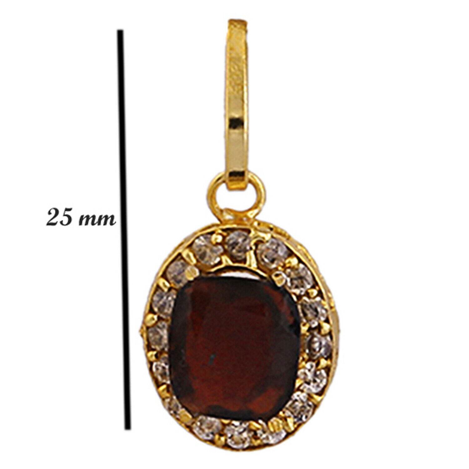 Hessonite (Gomed) Fashion Pendant - Gold Plated Brass - Aemorio