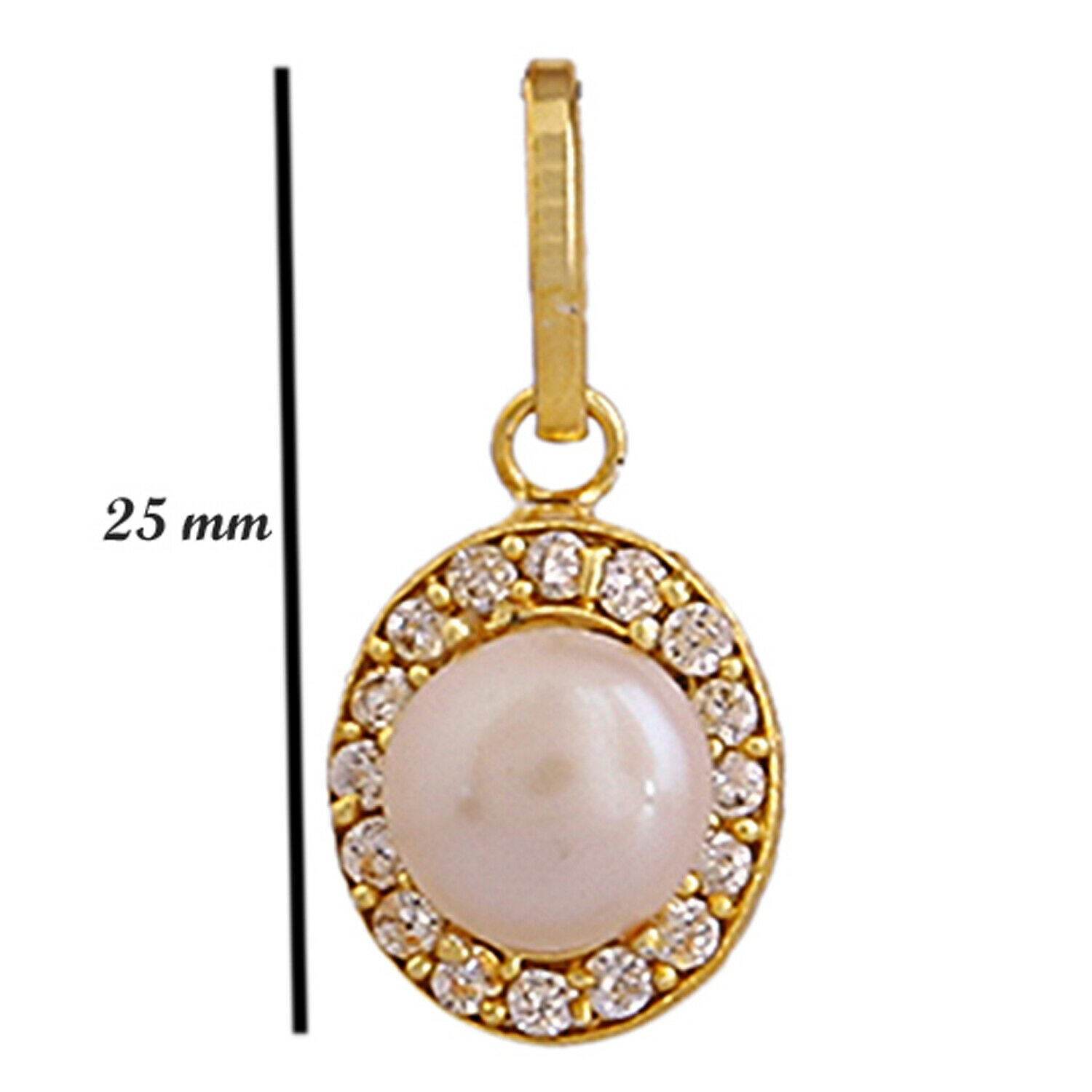 Oval Original Pearl Moti Pendant - Gold Plated Brass - Aemorio