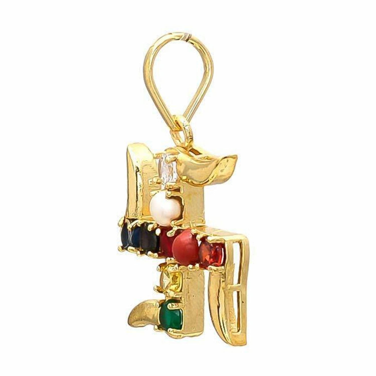 Spiritual Swastik Navagraha Pendant with 9 Gemstones - Aemorio