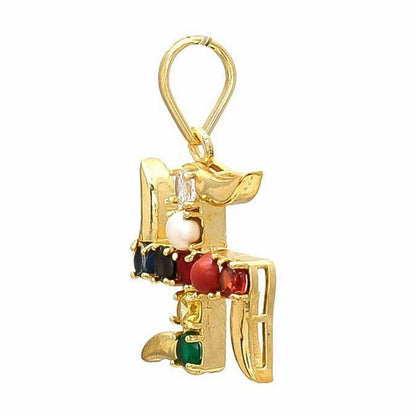 Spiritual Swastik Navagraha Pendant with 9 Gemstones - Aemorio