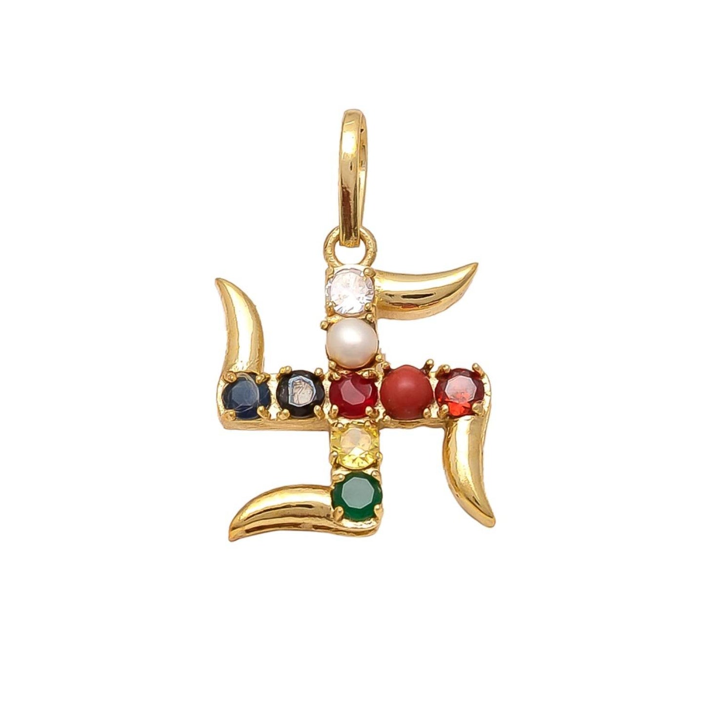 Spiritual Swastik Navagraha Pendant with 9 Gemstones - Aemorio