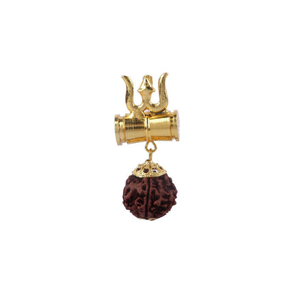 Rudraksha Shiva Damru Trishul Pendant – Spiritual & Powerful - Aemorio
