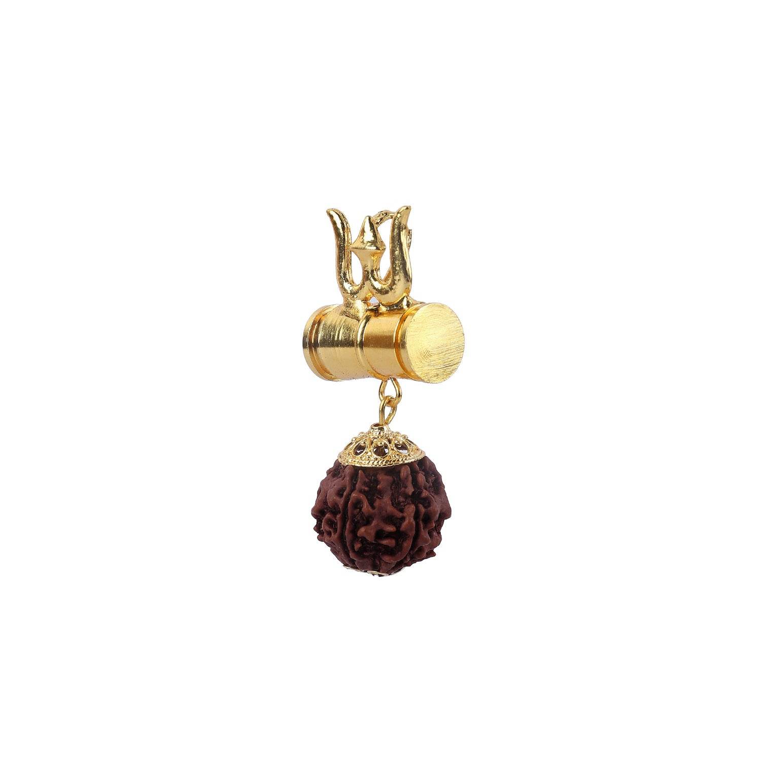 Rudraksha Shiva Damru Trishul Pendant – Spiritual & Powerful - Aemorio