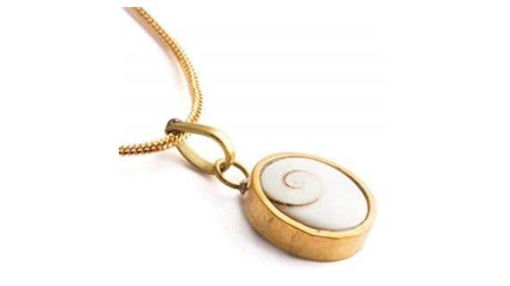 Gold-Plated Natural Gomti Chakra Pendant for Luck & Wealth - Aemorio