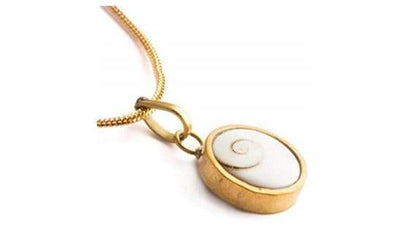 Gold-Plated Natural Gomti Chakra Pendant for Luck & Wealth - Aemorio