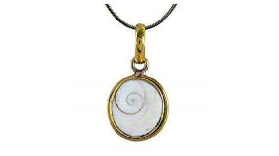 Gold-Plated Natural Gomti Chakra Pendant for Luck & Wealth - Aemorio