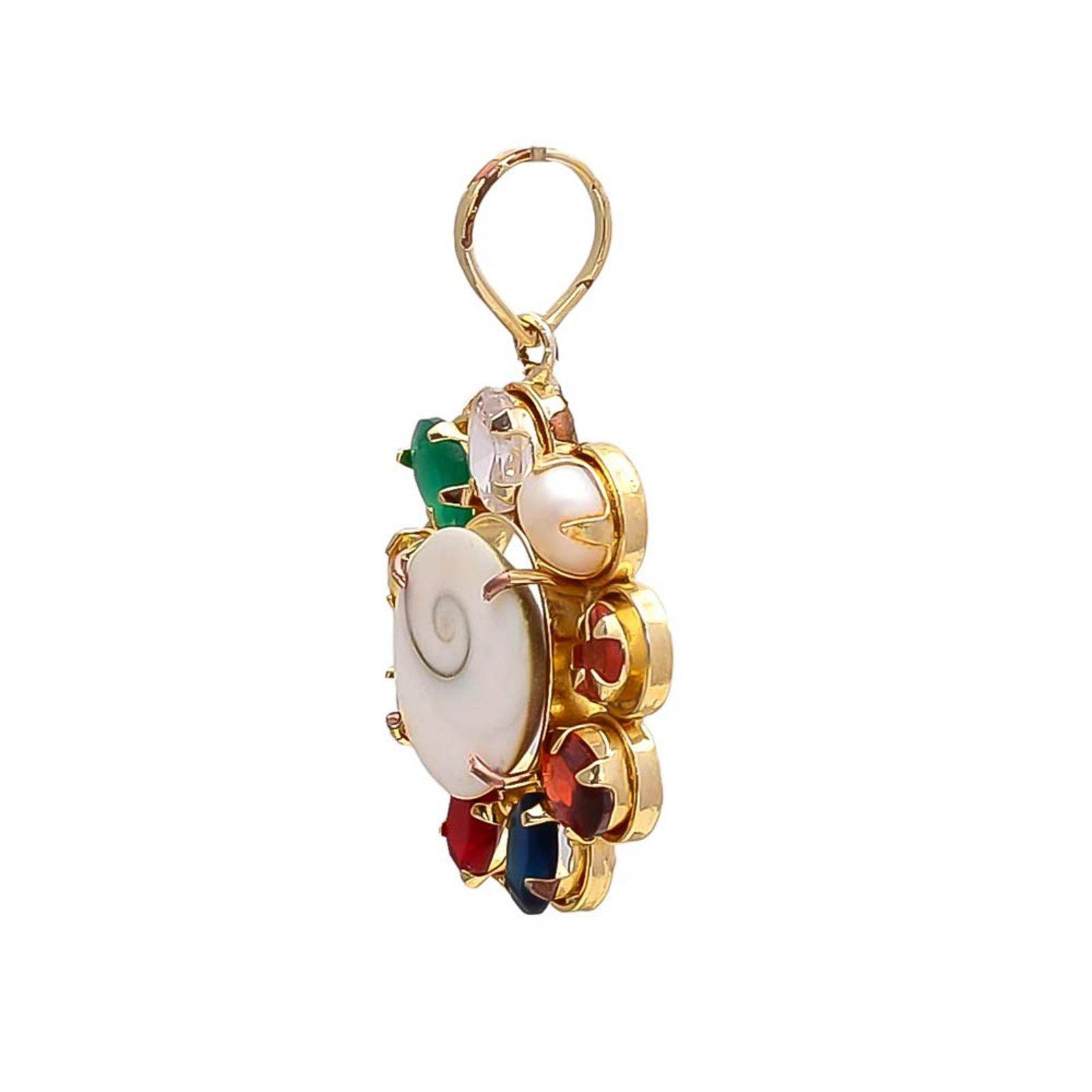 Synthetic Navratan Gomti Chakra Pendant / Locket for Men & Women - Aemorio