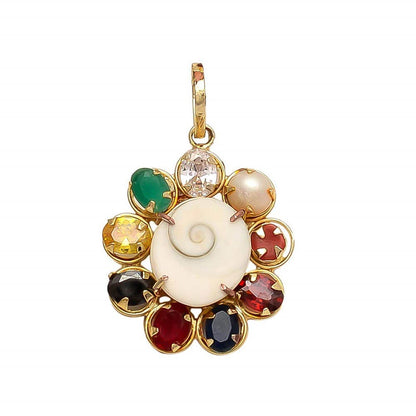 Synthetic Navratan Gomti Chakra Pendant / Locket for Men & Women - Aemorio