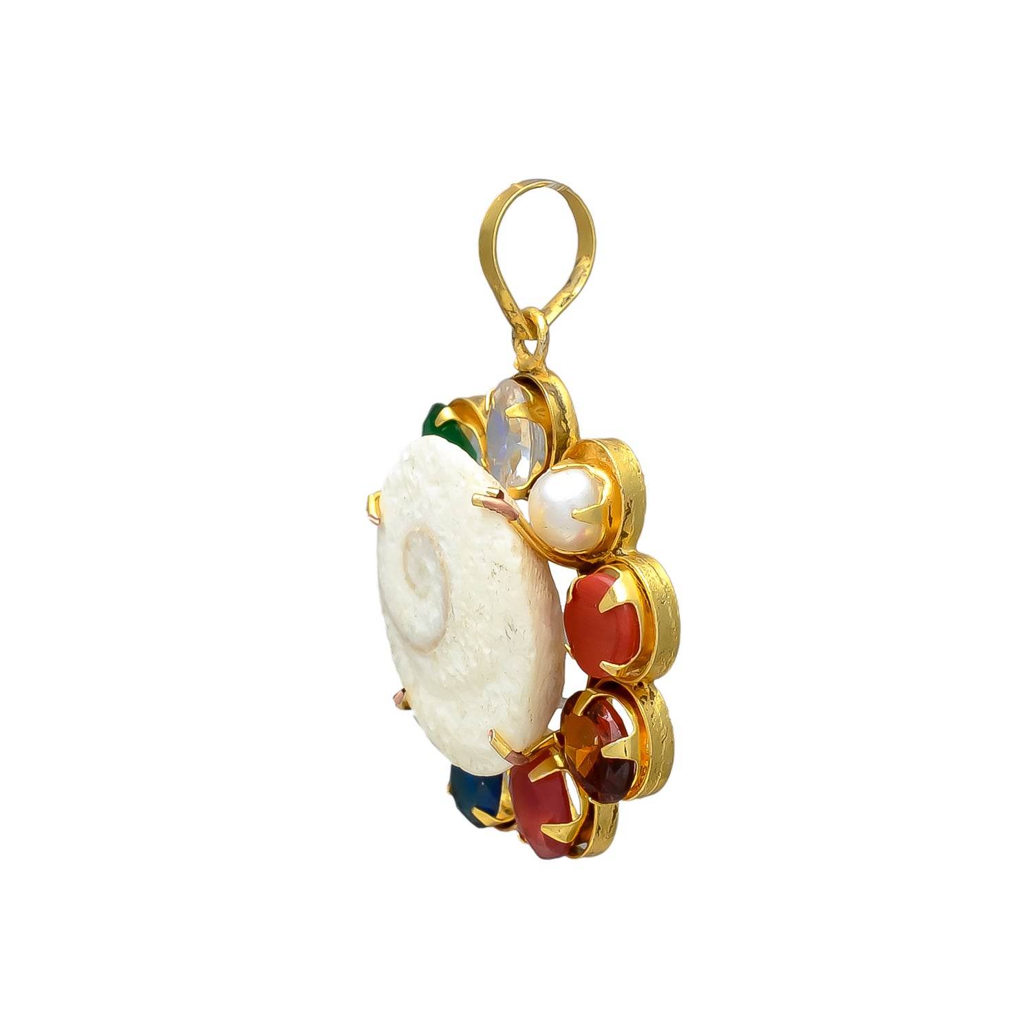 Synthetic Navratan Gomti Chakra Pendant / Locket for Men & Women - Aemorio