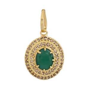 Gold-Plated Emerald Pendant in Panchdhatu – Oval Design - Aemorio