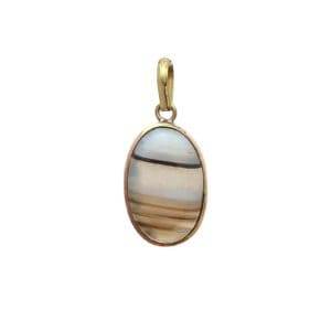 🧿 Natural Sulemani Hakik Pendant – Oval Gold-Plated Design Spiritual Protection and Mental Strength in a Stylish Form - Aemorio