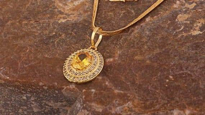 Gold Plated Yellow Sapphire Pendant for Men & Women - Aemorio