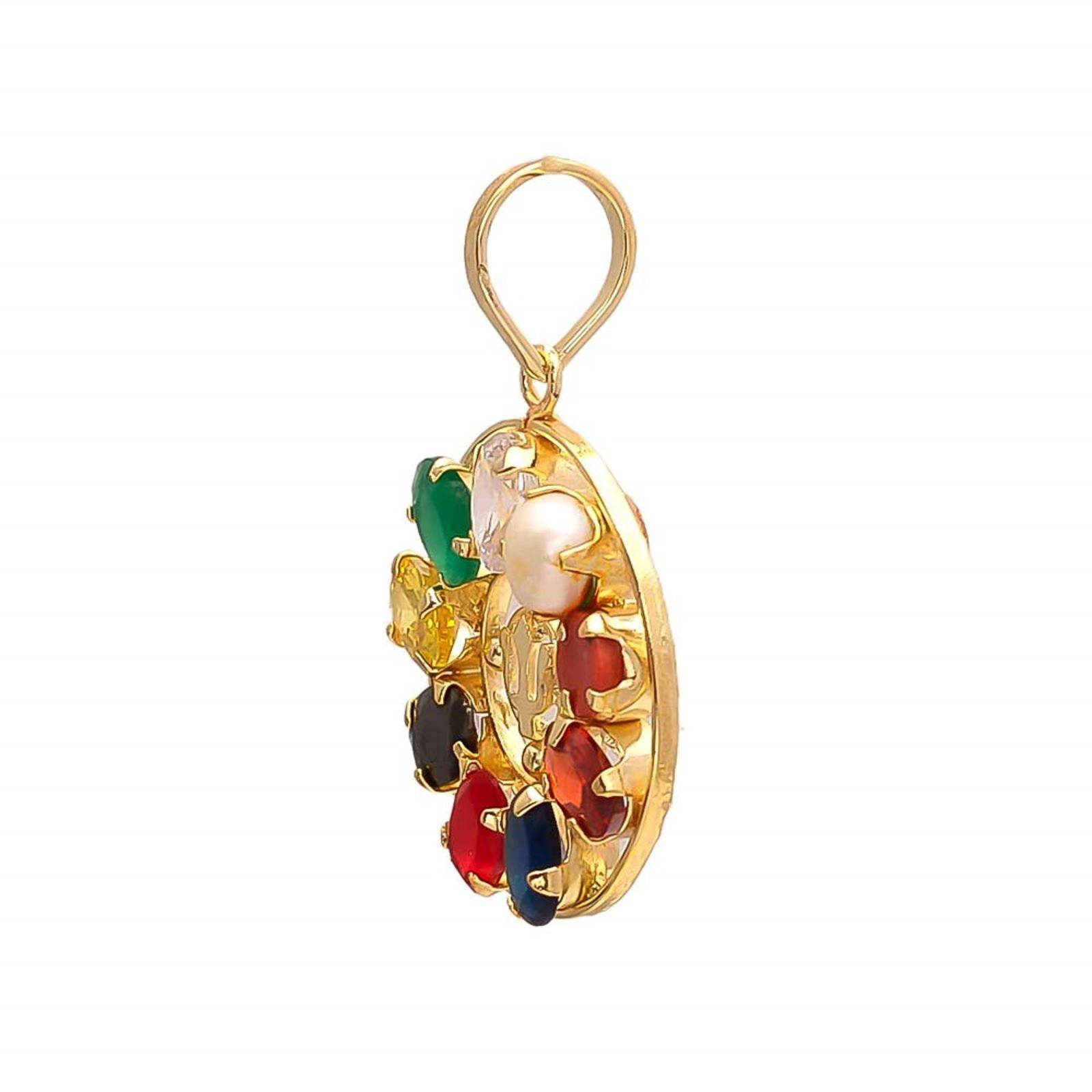 Navratna Trishul Pendant for Men & Women | Spiritual Pendant - Aemorio