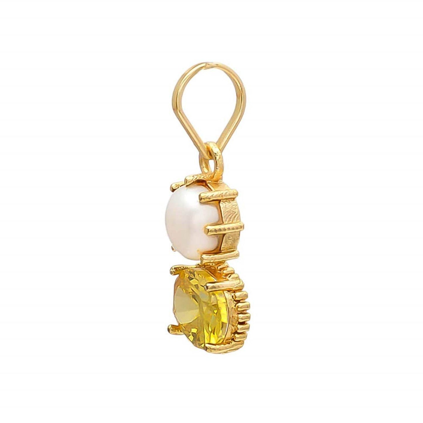 Synthetic Moti & Yellow Sapphire Pendant for Men & Women - Aemorio