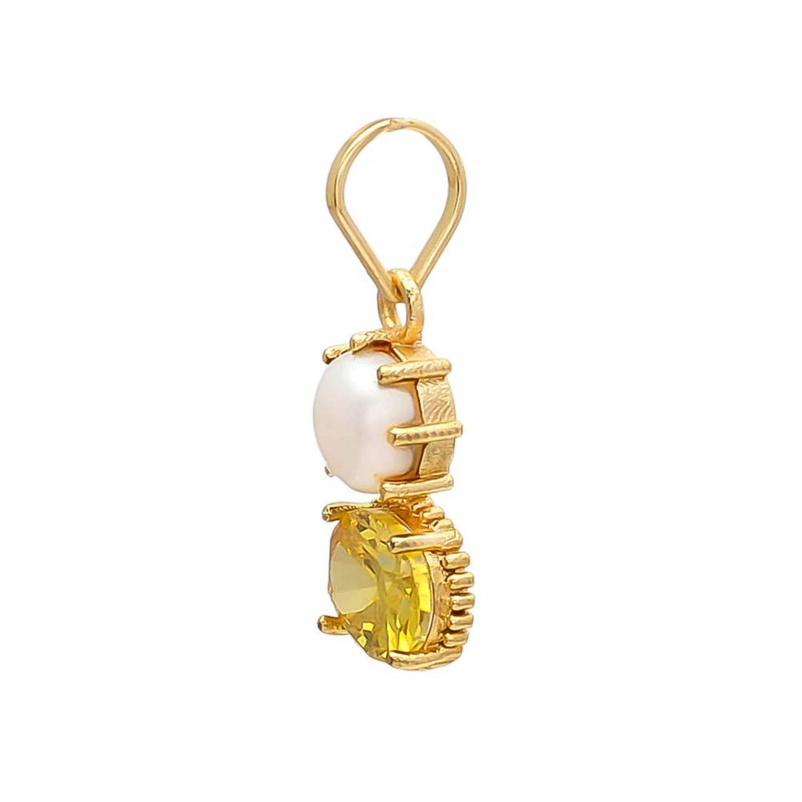 Synthetic Moti & Yellow Sapphire Pendant for Men & Women - Aemorio
