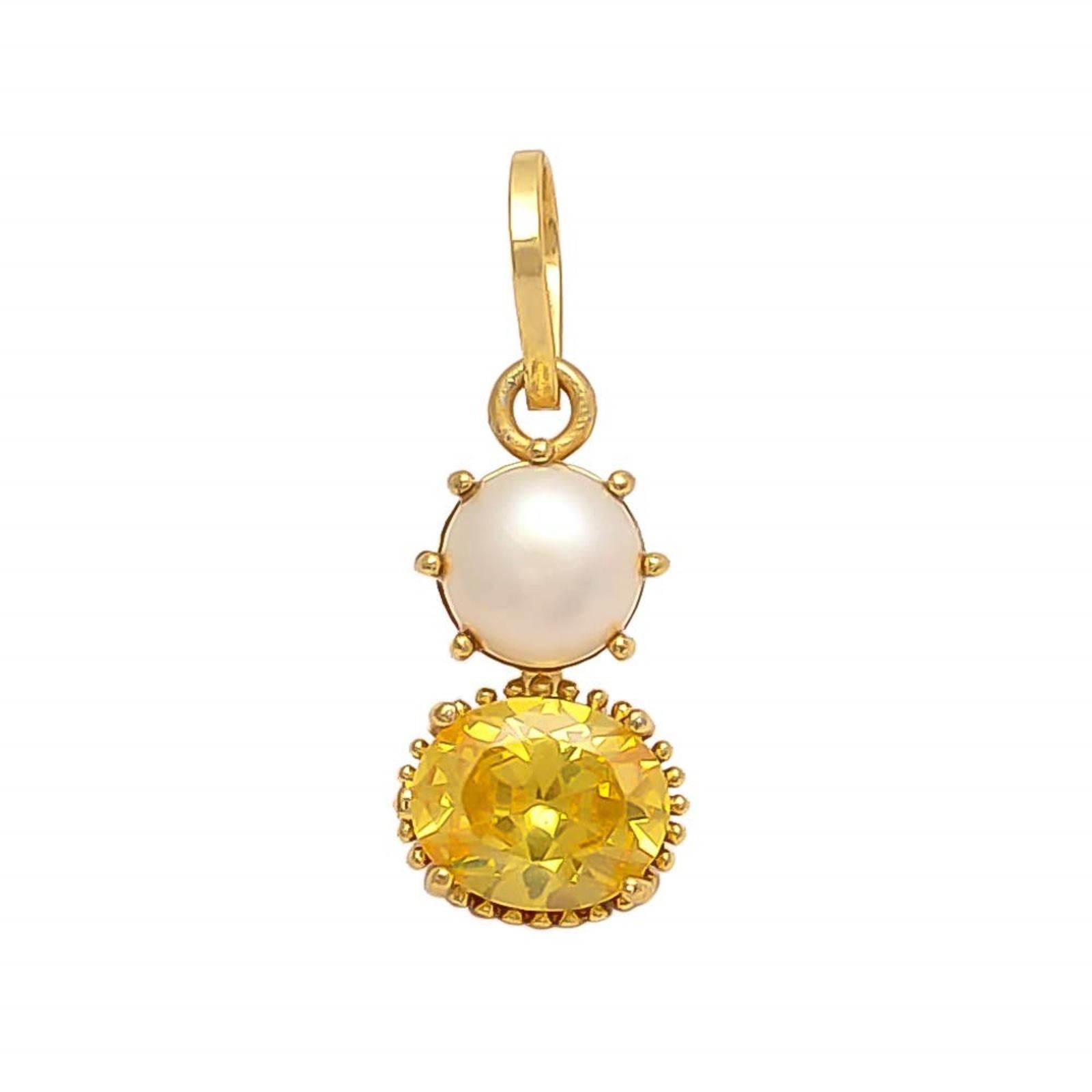 Synthetic Moti & Yellow Sapphire Pendant for Men & Women - Aemorio