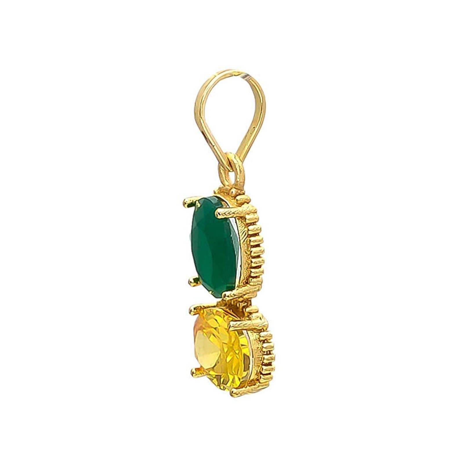 Yellow Sapphire & Emerald Pendant – Gold Plated - Aemorio