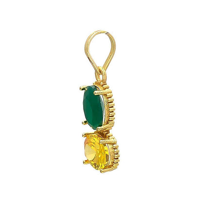 Yellow Sapphire & Emerald Pendant – Gold Plated - Aemorio