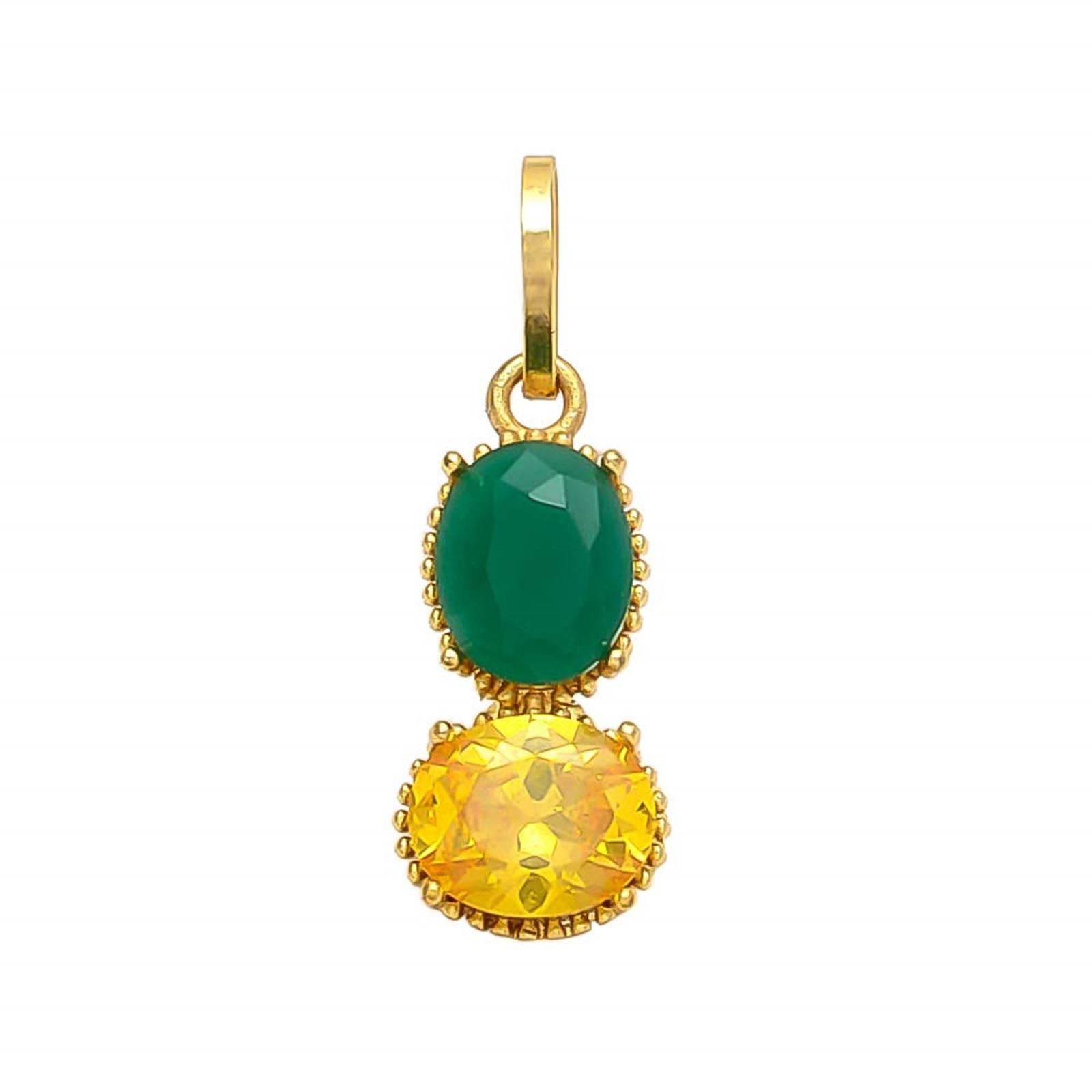 Yellow Sapphire & Emerald Pendant – Gold Plated - Aemorio