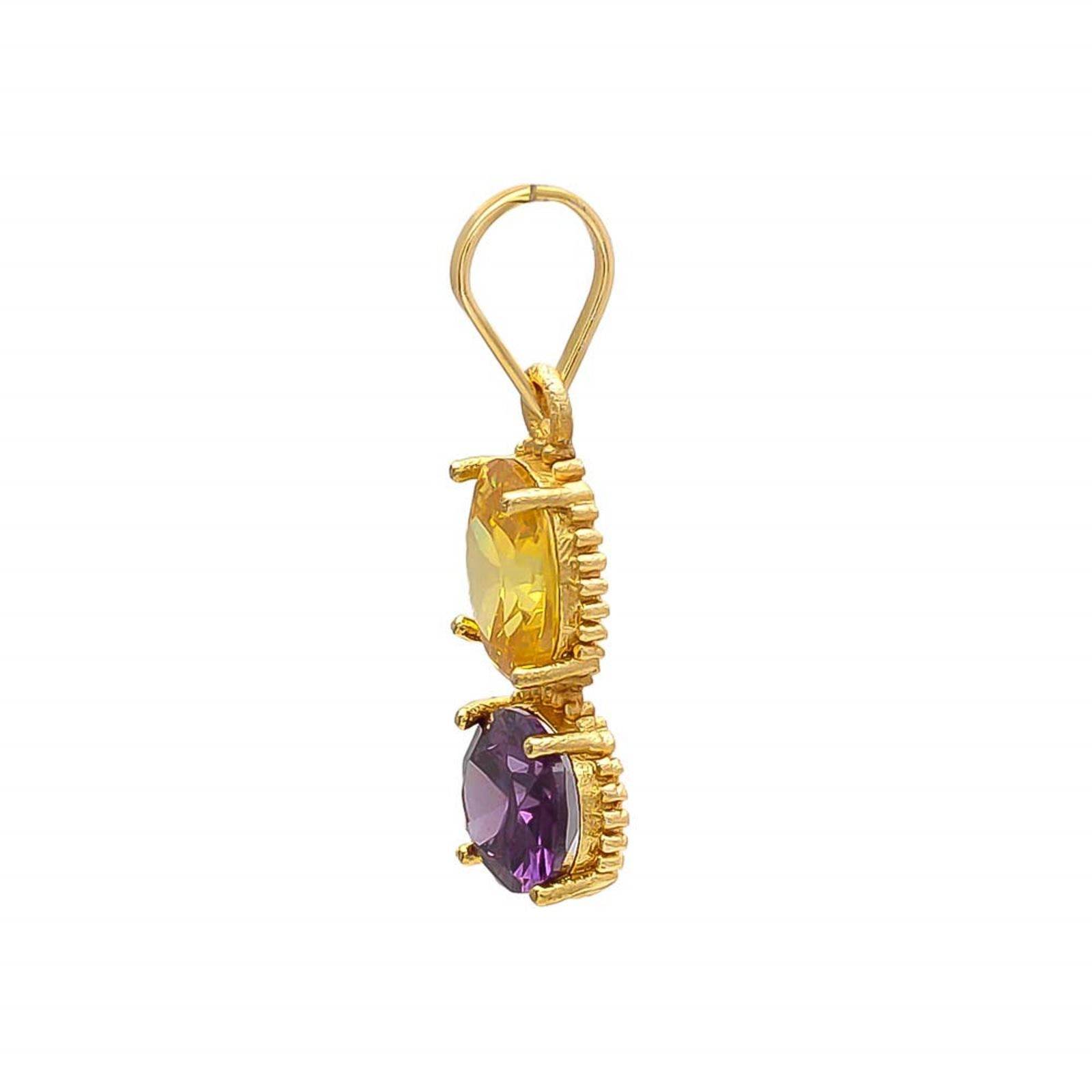 Yellow Sapphire & Blue Sapphire Pendant for Men and Women - Aemorio