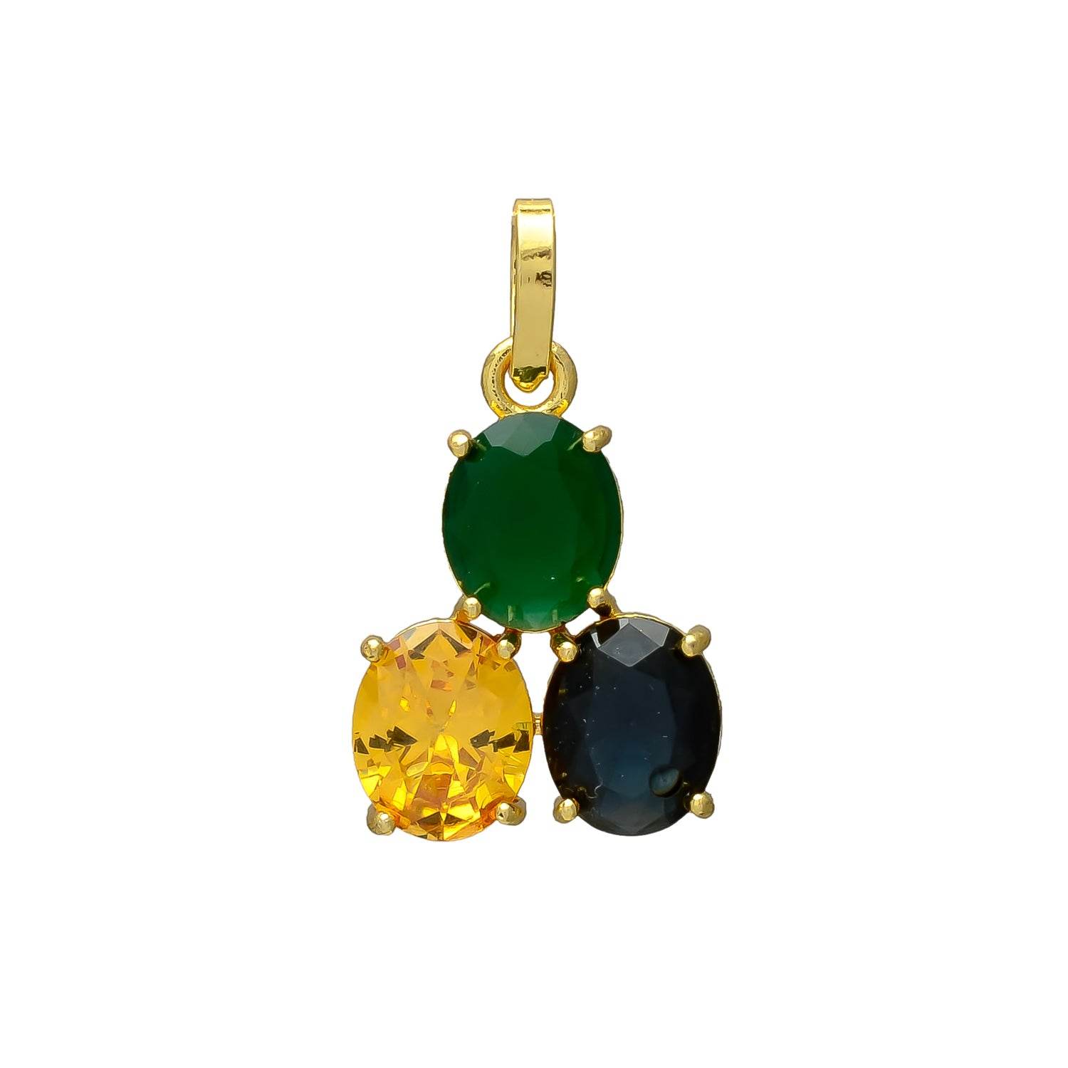 Synthetic Blue, Yellow Sapphire & Emerald Pendant for Men & Women - Aemorio