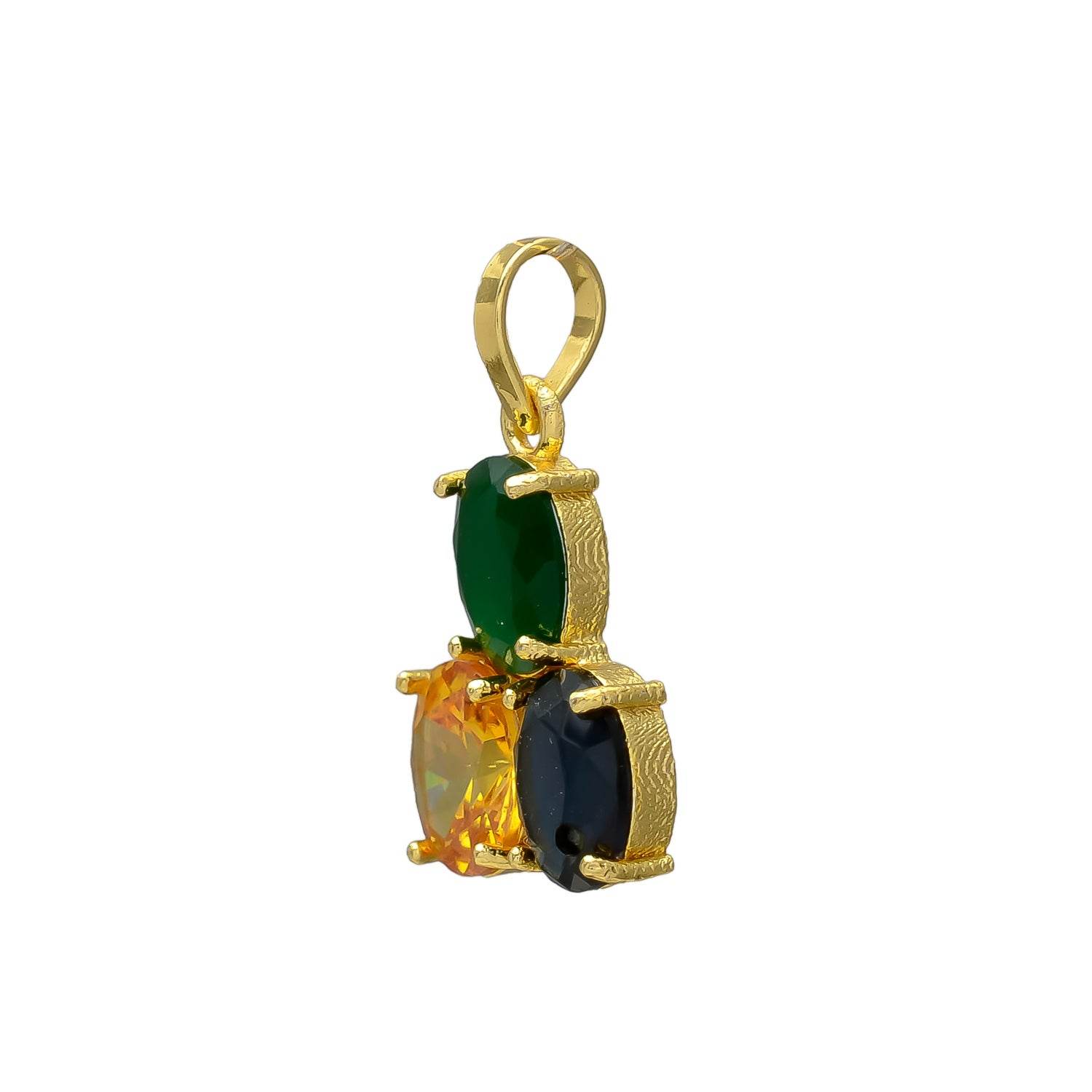 Synthetic Blue, Yellow Sapphire & Emerald Pendant for Men & Women - Aemorio