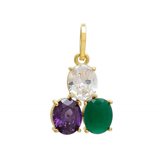Gold-Plated Pendant with Zircon, Emerald & Blue Sapphire - Aemorio