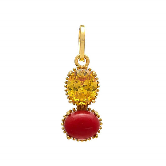 Yellow Sapphire & Coral Pendant for Luck & Prosperity - Aemorio