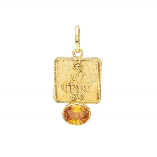 Yellow Sapphire Pendant for Prosperity & Health – Gold Plated - Aemorio