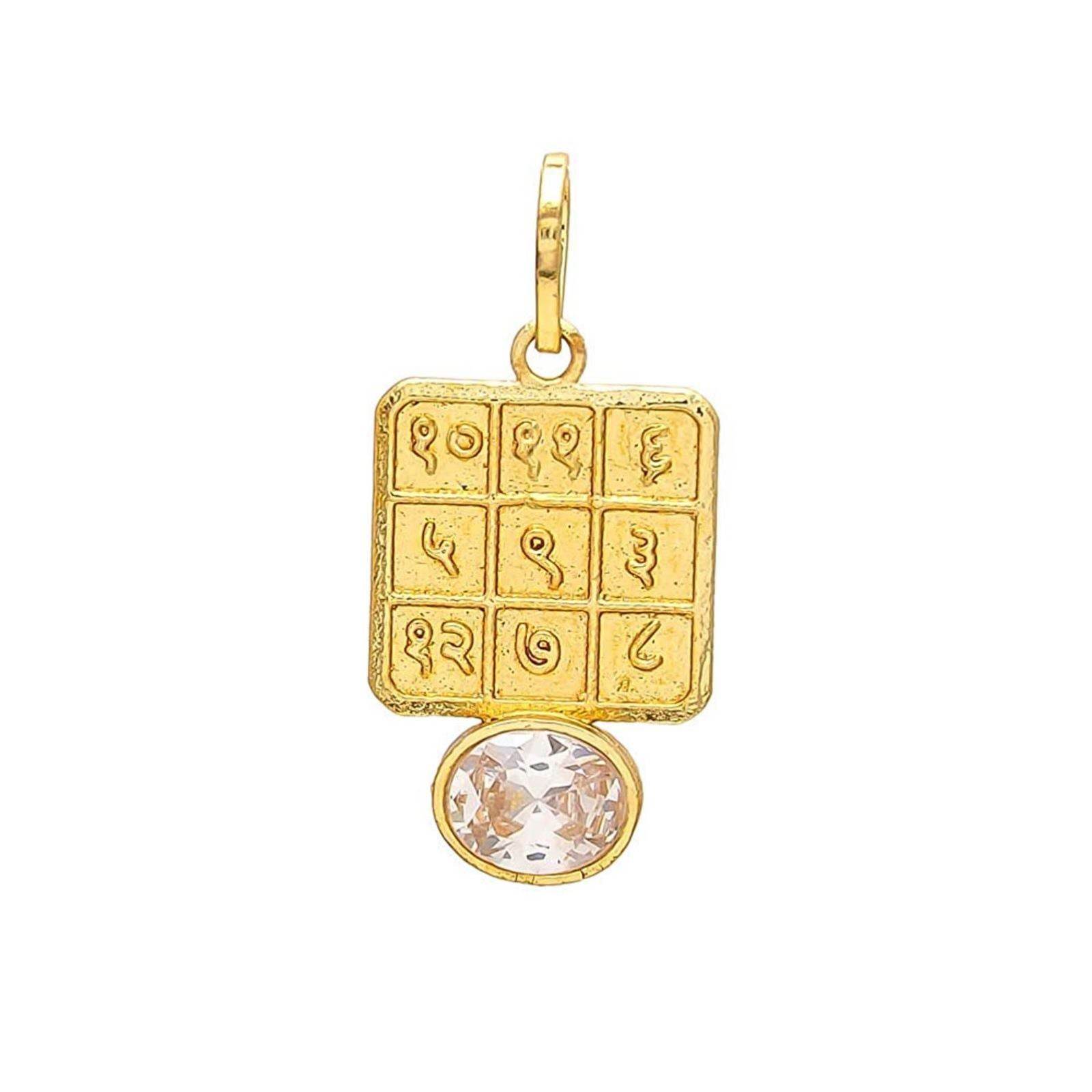 Zircon Libra & Taurus Zodiac Pendant - Gold-Plated Brass - Aemorio