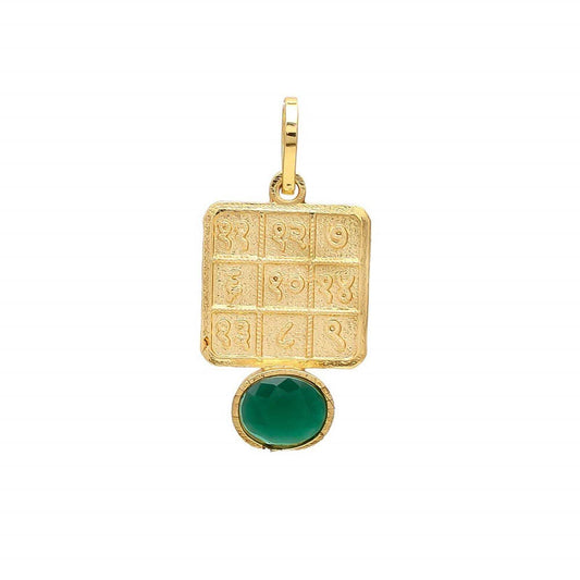 Elegant Emerald Pendant - Gold-Plated Brass with Healing Benefits - Aemorio