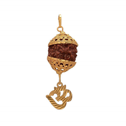 Om Rudraksha Pendant – Gold Plated Spiritual Locket - Aemorio