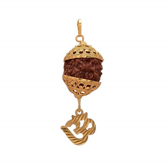 Om Rudraksha Pendant – Gold Plated Spiritual Locket - Aemorio