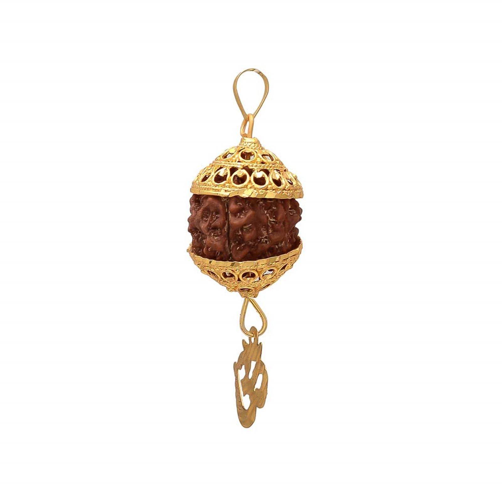 Om Rudraksha Pendant – Gold Plated Spiritual Locket - Aemorio