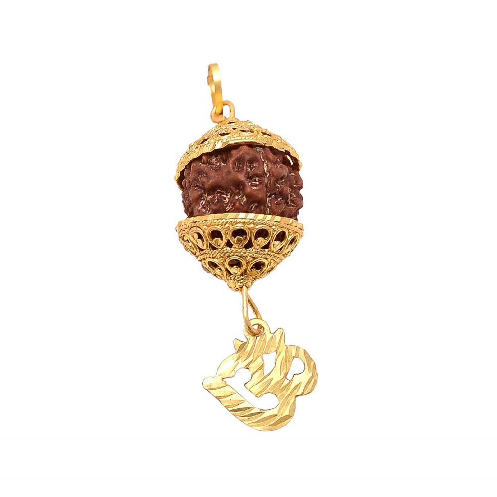 Om Rudraksha Pendant – Gold Plated Spiritual Locket - Aemorio