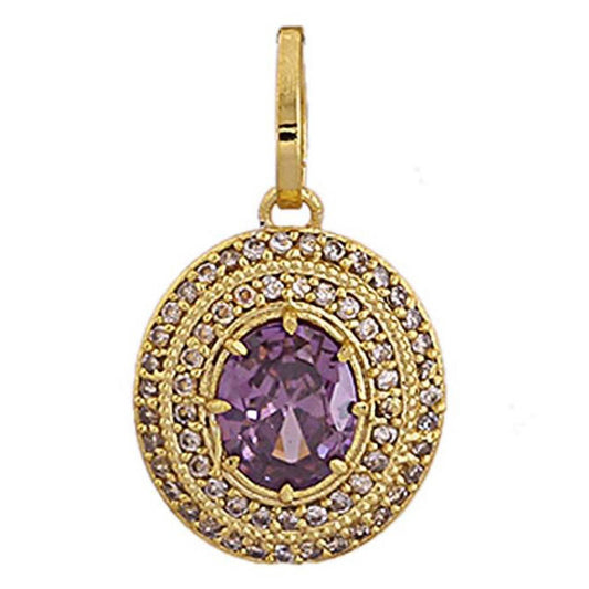 Rhodium Gold Plated Purple Sapphire Pendant - Aemorio